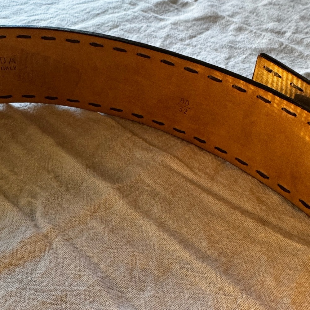Prada Brown Leather Belt with Gold Buckle - New - Picture 2 of 5